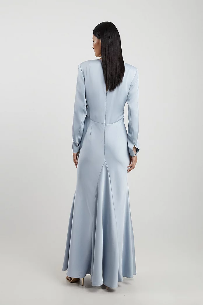 Satin Long Sleeve Maxi Dress | Karen Millen Satin Long Sleeve Maxi Dress | Karen Millen